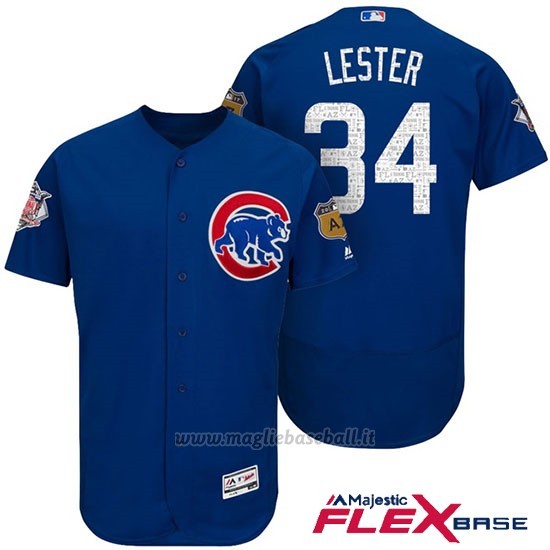 Maglia Baseball Uomo Chicago Cubs 34 Jon Lester 2017 Allenamento Primaverile Flex Base Giocatore
